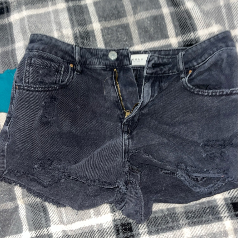 PacSun Black Distressed Denim Shorts